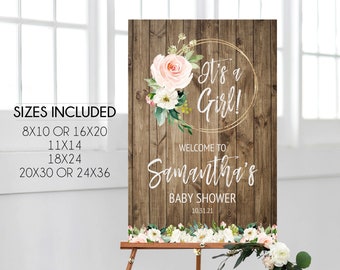 Editable Boho Floral Baby Shower Welcome Sign, Printable Welcome Sign, Rustic Personalized Shower Welcome Sign, Customized Baby Shower Sign