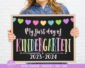 First Day of Kindergarten Sign, Printable First Day, Back To School Sign, First Day of School Chalkboard Sign, Kindergarten Sign 2023, PRB21