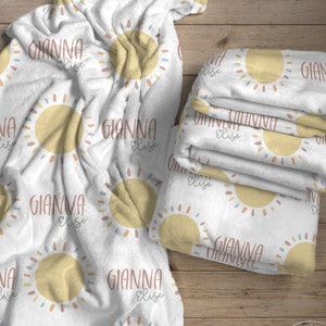Personalized Boho Sun Baby Blanket, Unique Birthday Gift for Girl, Custom Baby Shower Gift For Girl, The Gianna II