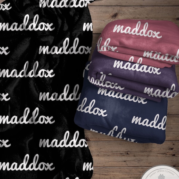 Personalized Name Blanket for kids, Minimalist Minky Baby Blanket, Baby Shower Gift, Black & White Blanket, Custom Gift for Kids, The Maddox