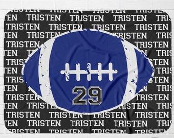 Personalized Football Blanket, Gift Idea for Football Player, Minky Kids Football Blanket, Graduation Gift, Blanket for Boys, The Ray