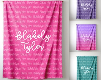 New! Baby Name Blanket, Personalized Blanket for Kids, Plush Minky Name Blanket, Blanket for Kids, Christmas Gift Idea, Blakely II