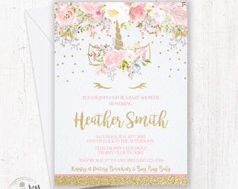 unicorn baby shower invitation etsy