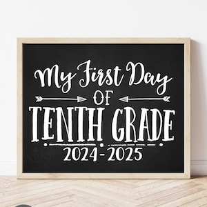 First Day of 10th Grade Sign, TENTH GRADE Sign Printable, Chalkboard ...