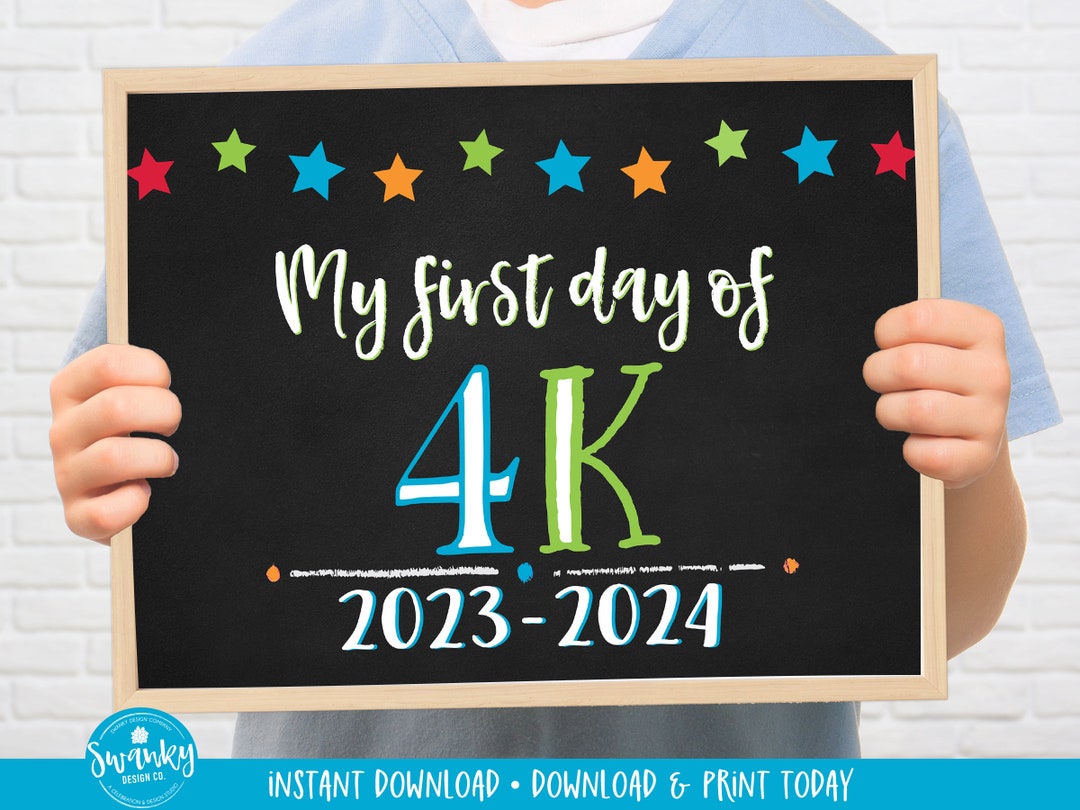 First Day of 4K Sign Printable Back to School Sign 4K First - Etsy ...