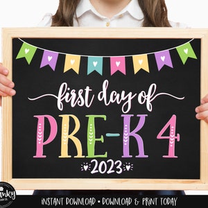 Printable First Day of Pre-k4 Sign for Girl Heart First Day of - Etsy