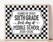 1st Day of Middle School Sign, Middle School Sign Printable, First day of 6th Grade Sign, First Day Photo Prop Middle School WBS01