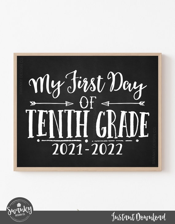 First Day of 10th Grade Sign, TENTH GRADE Sign Printable, Chalkboard High School Sign, 1st Day of 10th Grade Sign, Instant Download, 2021 Il_570xn