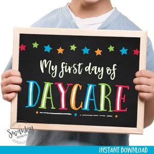 First Day of Daycare Sign, Printable Chalkboard Sign, My First Day of Daycare, Boy 1st Day of Daycare, Instant Download