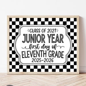 Printable 11th Grade Sign, First Day of Junior Year Sign, Class of 2027, First Day of School, Junior Year WBS01