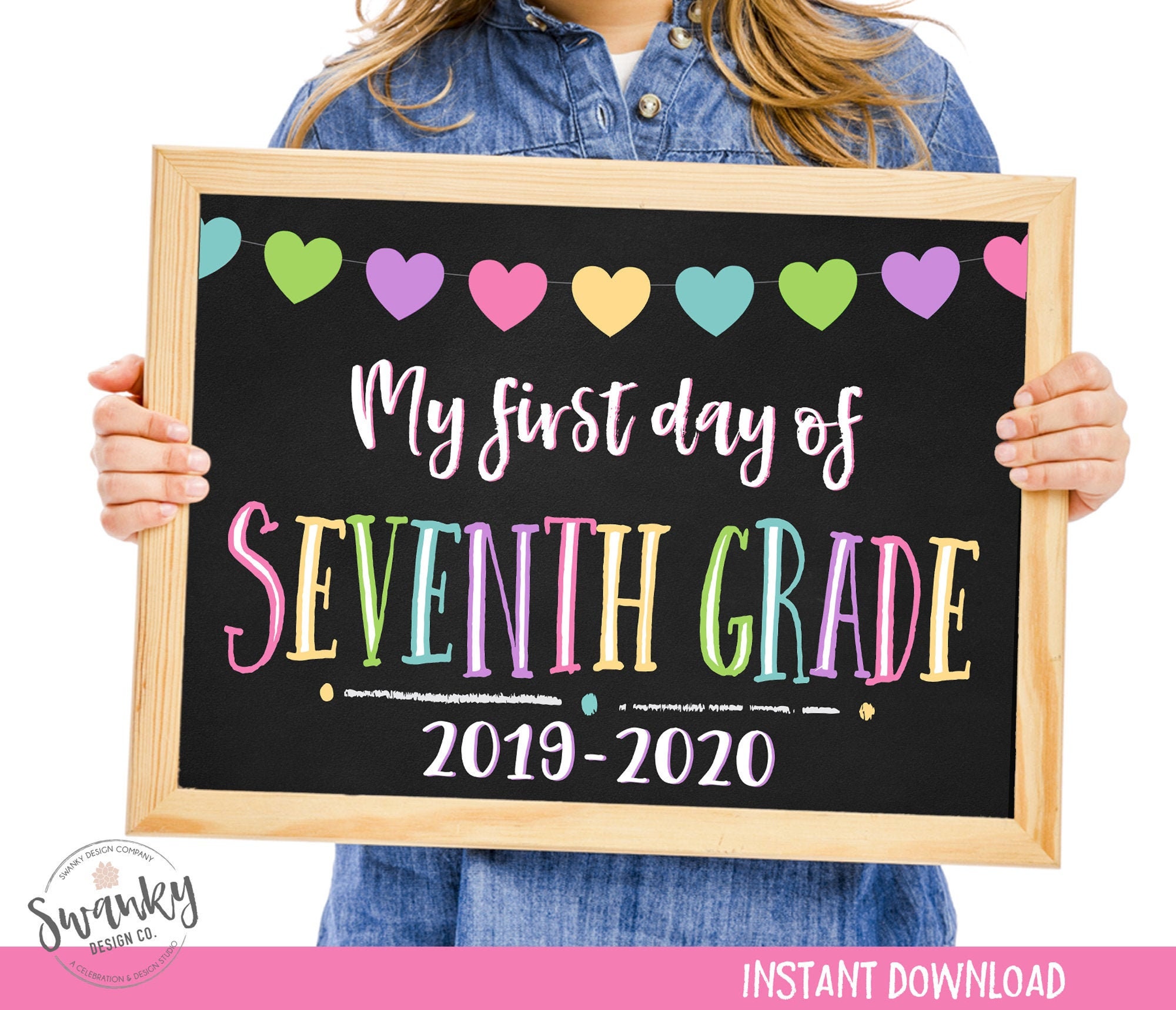 First Day of 7th Grade Printable First Day School Sign Back | Etsy