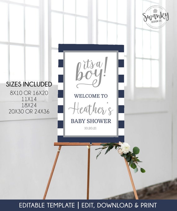 Navy blue and hotsell gray baby shower