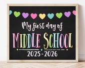 First Day of Middle School Sign, Printable First Day of Middle School, First Day of 5th Grade Sign, 6th Grade Sign, Instant Download PRB21