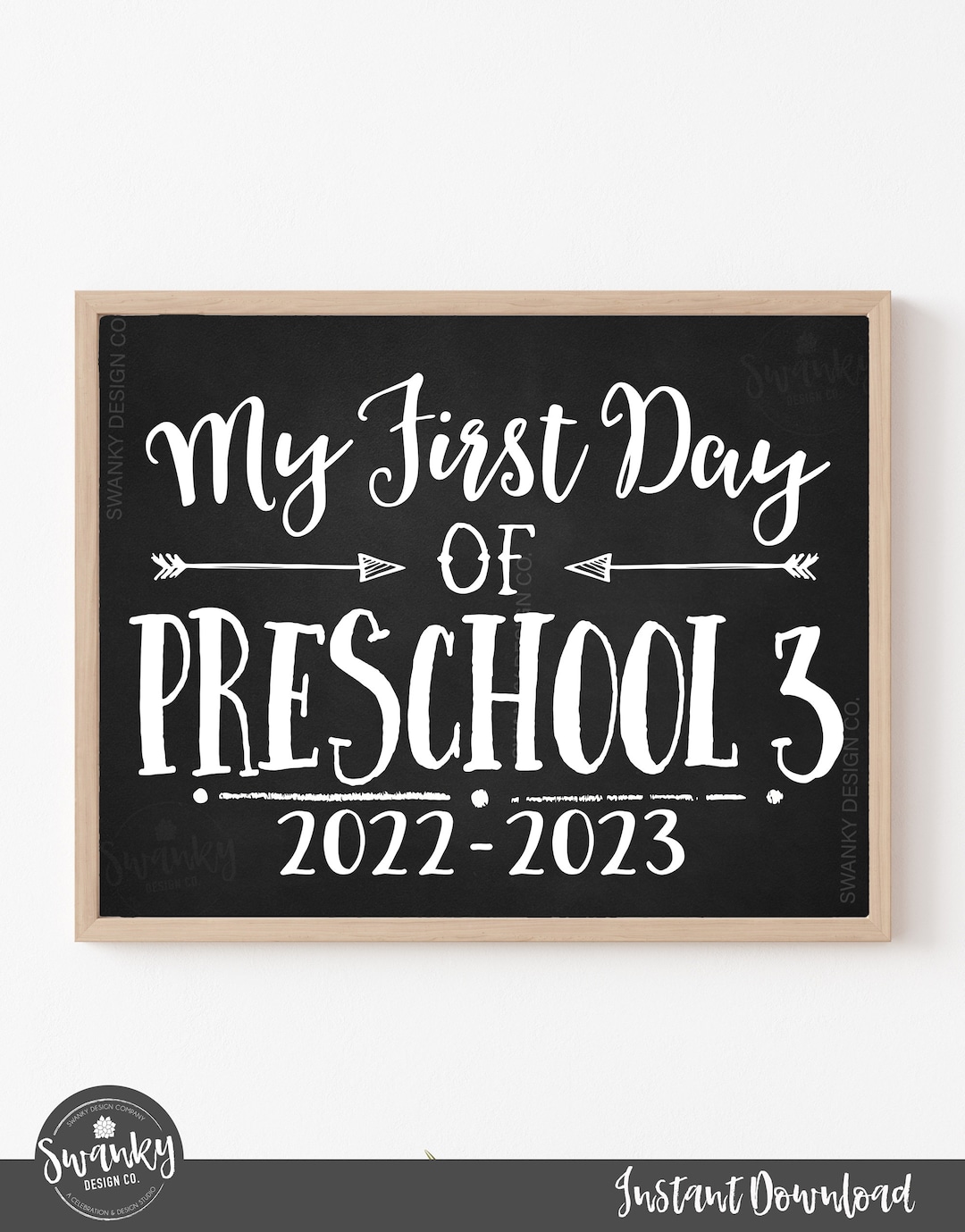 Printable First Day of Preschool 3 Sign Thre Year Old Etsy India