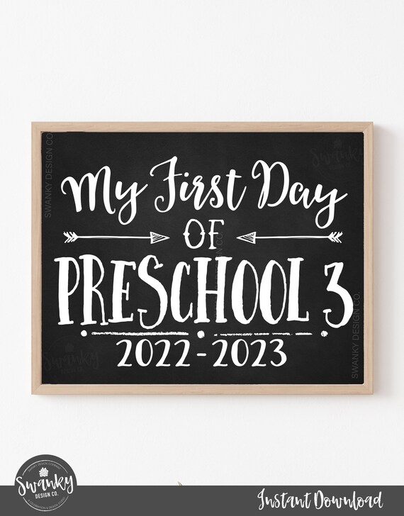 Printable First Day Of Preschool 3 Sign Thre Year Old Etsy printable-first-day-of-preschool-3-sign-thre-year-old-etsy