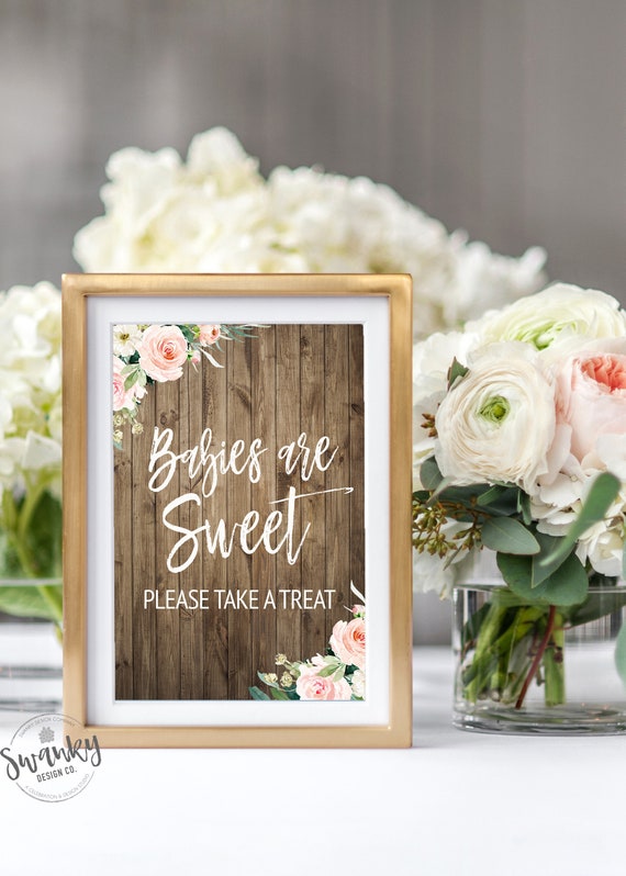 Rustic Floral Babies are Sweet Sign, Please Take Treat, Printable Sign, Wood Floral Sign, Rustic Baby Shower Decor, INSTANT DOWNLOAD, RWF-18 Il_570xn