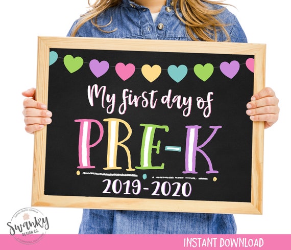 First Day of Pre-K, Printable First Day, School Sign, Back To School Sign, First Day of School Chalkboard Sign, Pre-K Sign, Instant Download Il_570xn
