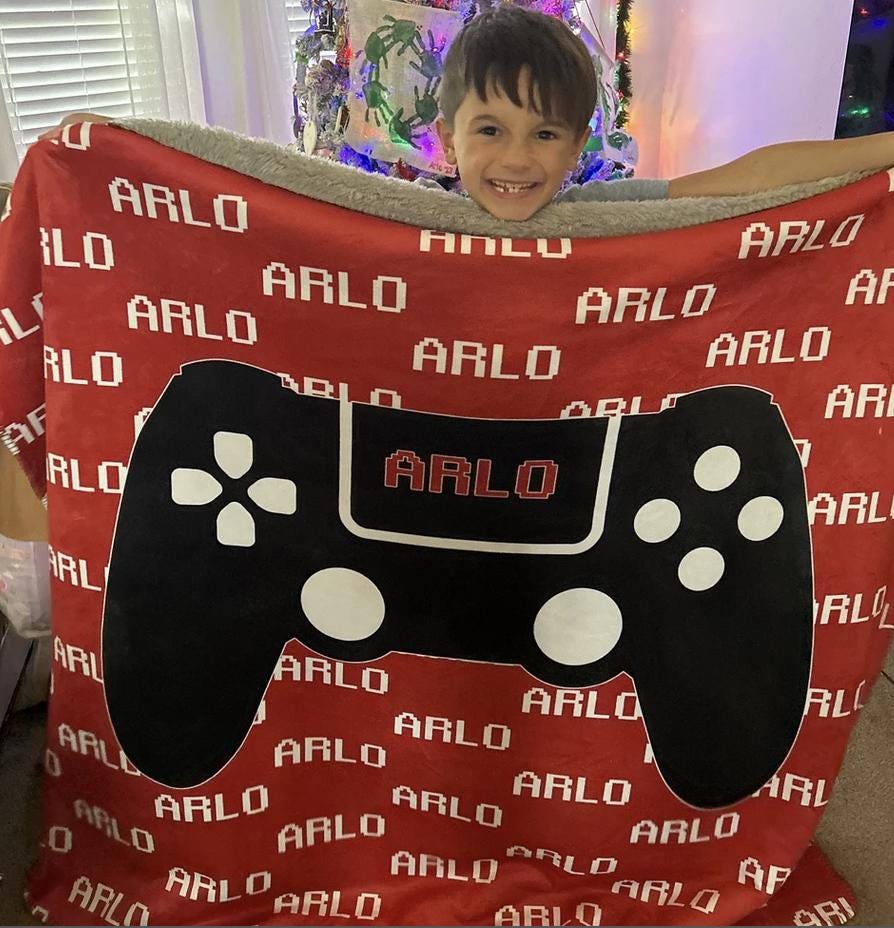 Personalized Gamer Blanket - Customizable - Super Soft - Great Gift Idea- The Lucas