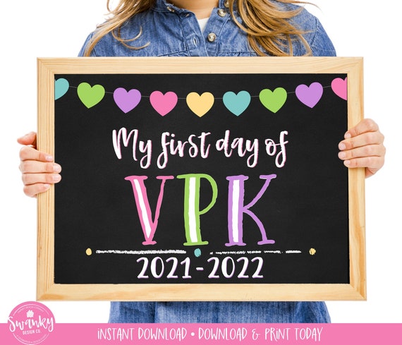 First Day of VPK Sign, Printable First Day, VPK School Sign, School Photo Prop, First Day of VPK Chalkboard Sign, Instant Download, PRB21 Il_570xn