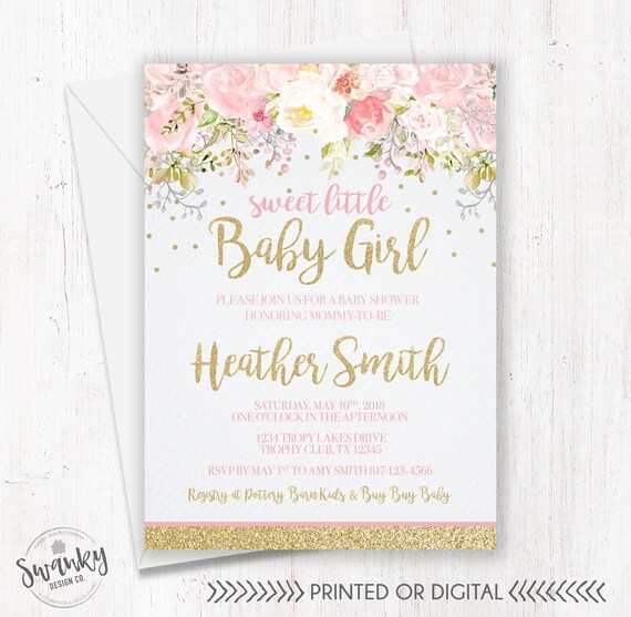 Floral Baby Shower Invitation Confetti Baby Shower Invitation