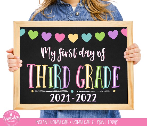 First Day of Third Grade, Printable First Day, School Sign, Back To School Sign, First Day of School Chalkboard Sign, Third Grade Sign PRB21 Il_570xn