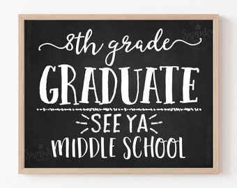 LAST day of EIGHTH Grade Printable, 8th Grade Graduate Chalkboard Signs Poster See Ya Middle School Photo Prop Instant Download