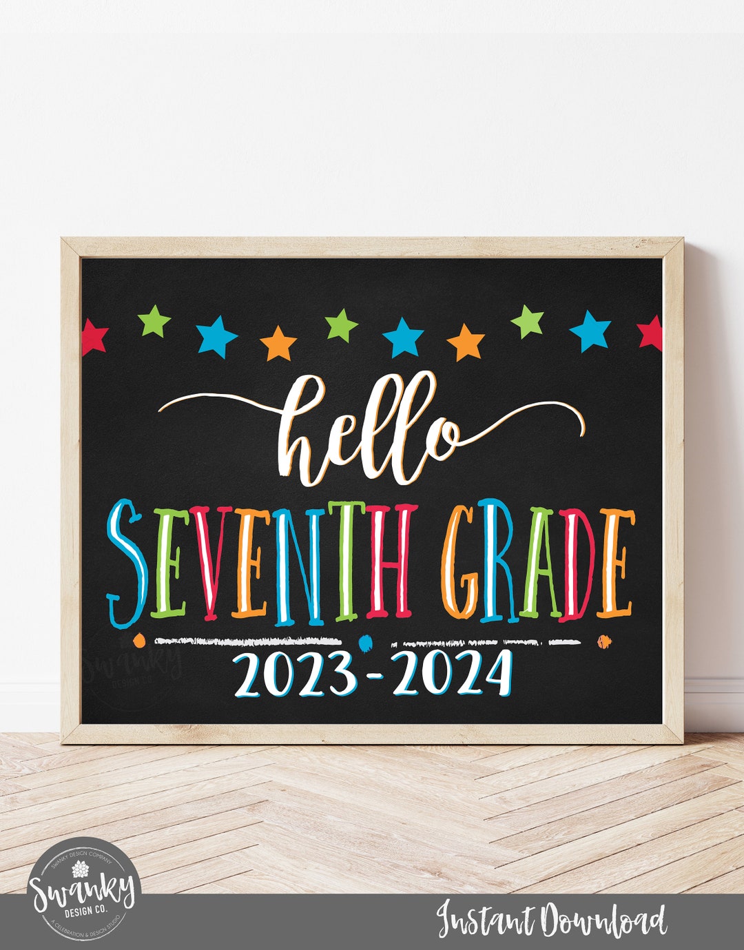 Hello Seventh Grade Sign First Day of 7th Grade Printable - Etsy