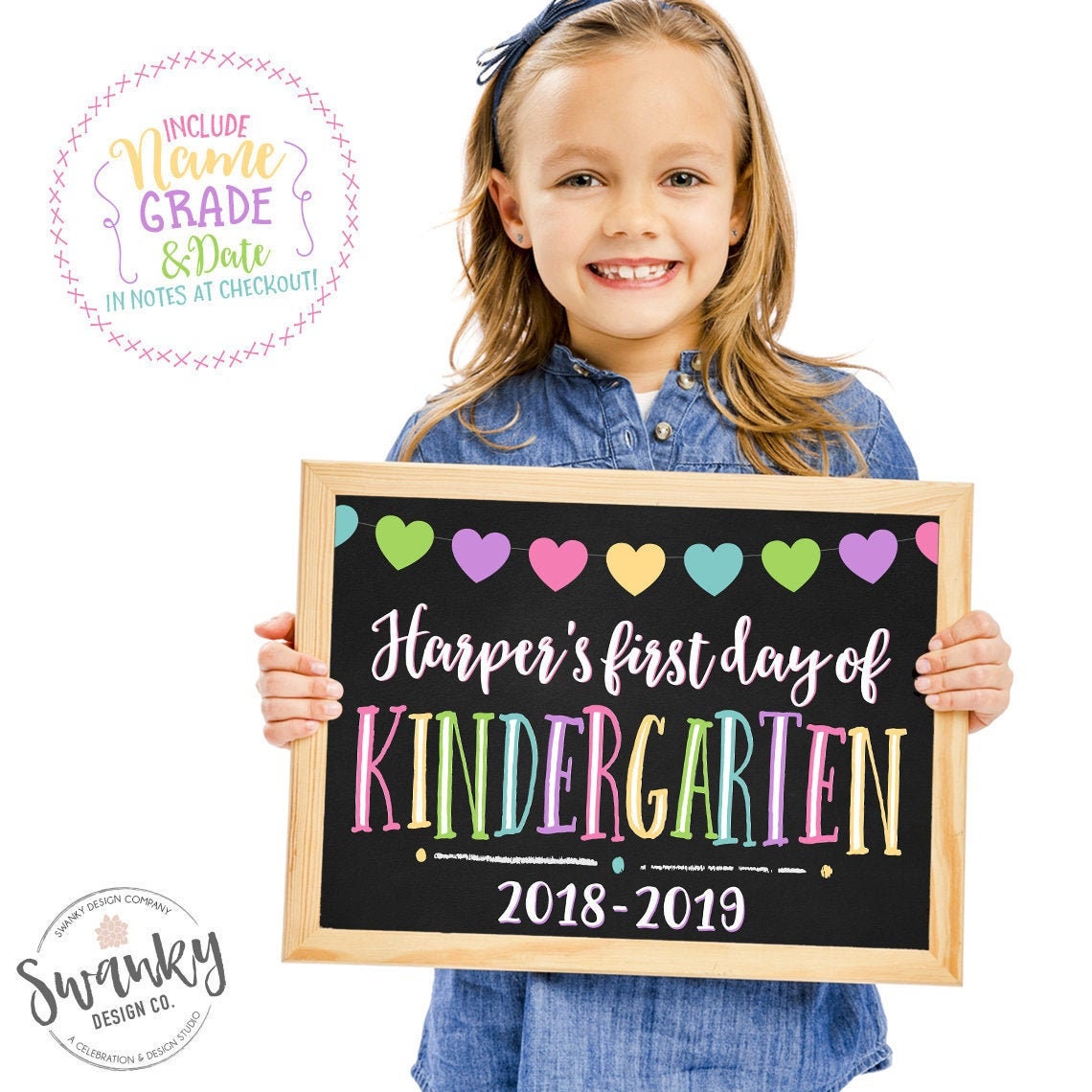 Customized First Day of School Sign, Back To School Sign, Heart First…
