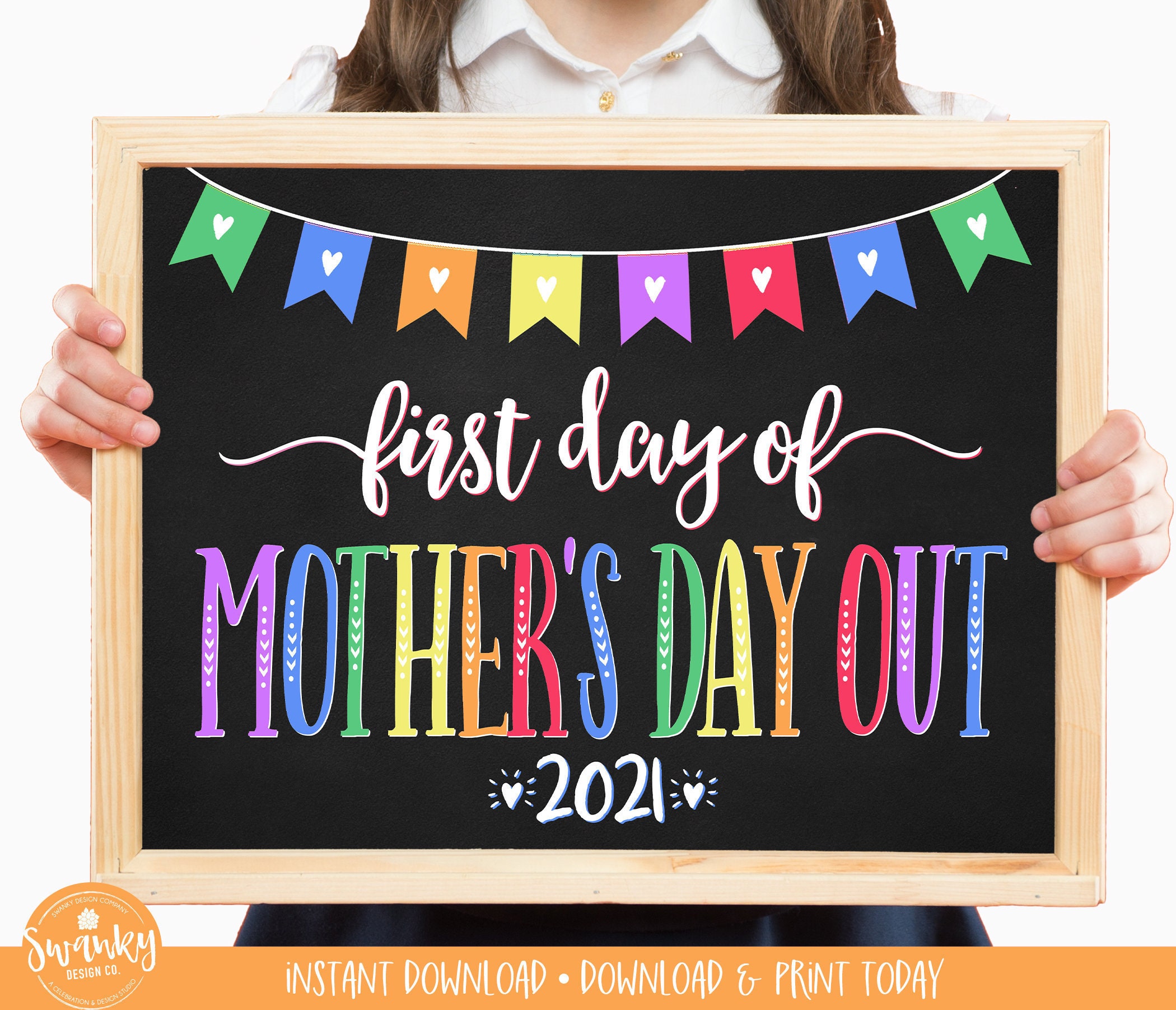 First Day of Mother's Day Out Sign Printable Rainbow Etsy