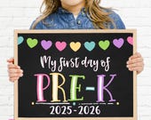 First Day of Pre-K Sign Printable, First Day of School Chalkboard Sign, Back to School Photo Prop, Pre-K Sign, Instant Download, PRB21