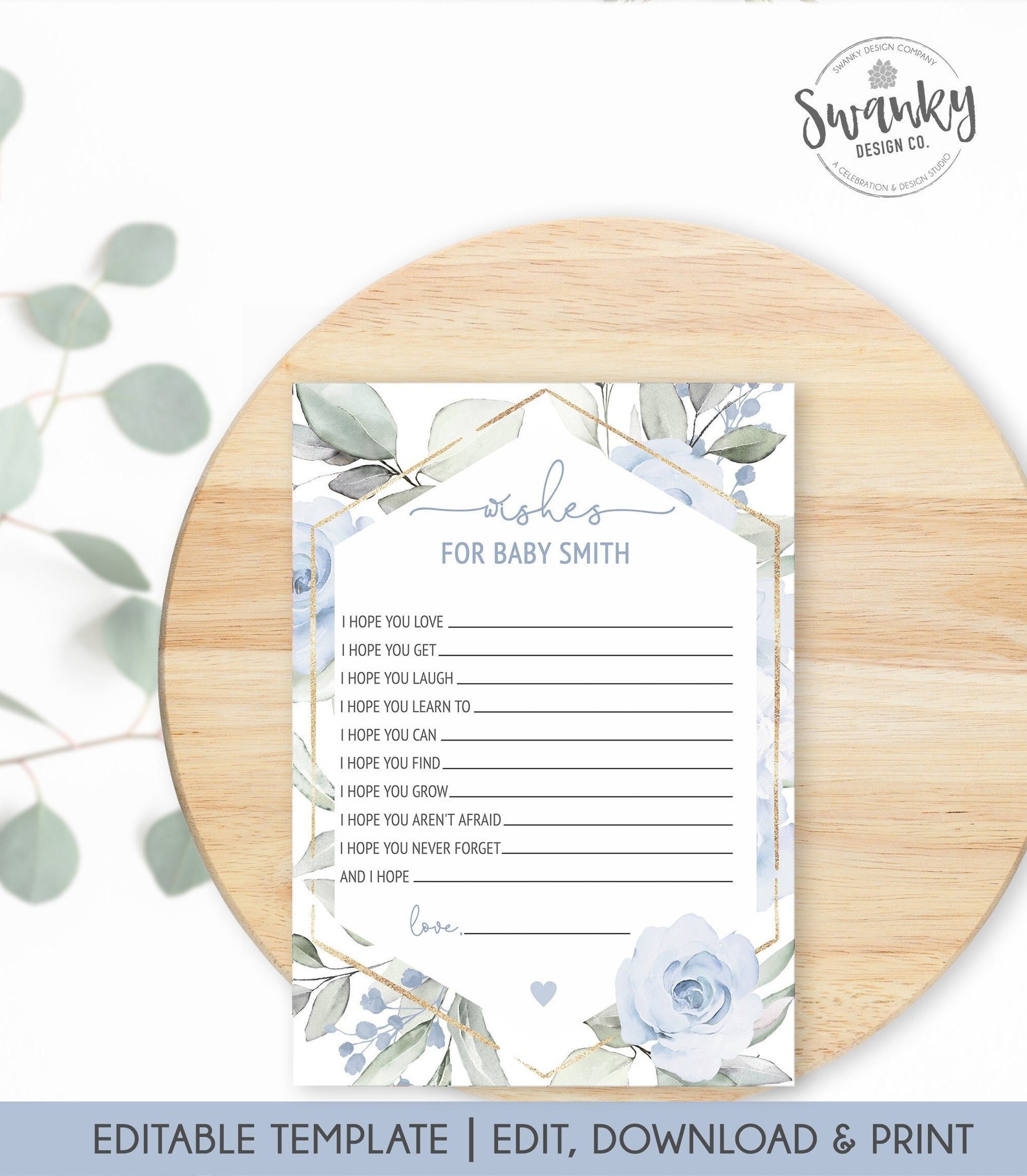 Editable Wishes for Baby Printable Card Wishes for Baby Boy Etsy