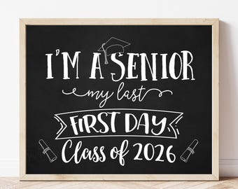 First Day of Senior Year Sign, Printable First Day Sign, Back To School Sign, First Day of 12th Grade, Senior Year, Instant Download, 2026