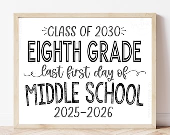 My Last First Day of 8th Grade Sign, Eighth Grade Chalkboard