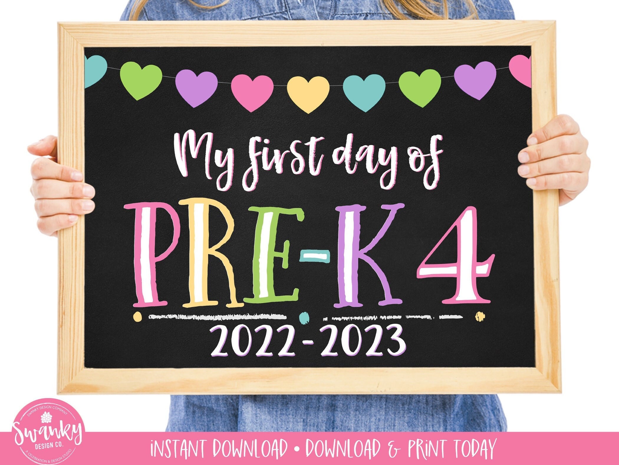 First Day of Pre-k 4 Printable First Day School Sign Back - Etsy
