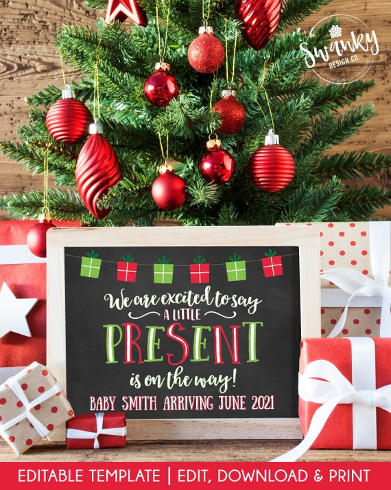 Christmas Pregnancy Announcement, Chalkboard Christmas Announcement, Christmas Pregnancy Reveal, Holiday Announcement Sign, Editable Sign Il_570xn