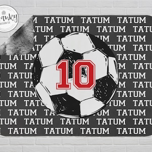 Personalized Soccer Blanket, Custom Soccer ball Blanket, Soccer Room Decor, Minky Blanket for Boys, Soccer Player Gift, The Tatum