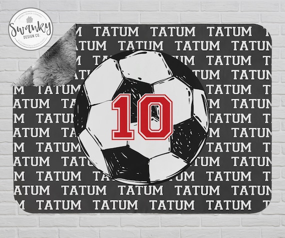 Personalized Soccer Blanket, Custom Soccer ball Blanket, Soccer Room Decor, Minky Blanket for Boys, Soccer Player Gift, The Tatum Il_570xn