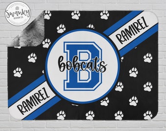 Personalized Bobcat Blanket, Gift Idea for Football, Baseball Player, Minky Team Blanket, Graduation Gift, Blanket for Boys, The Bobcat