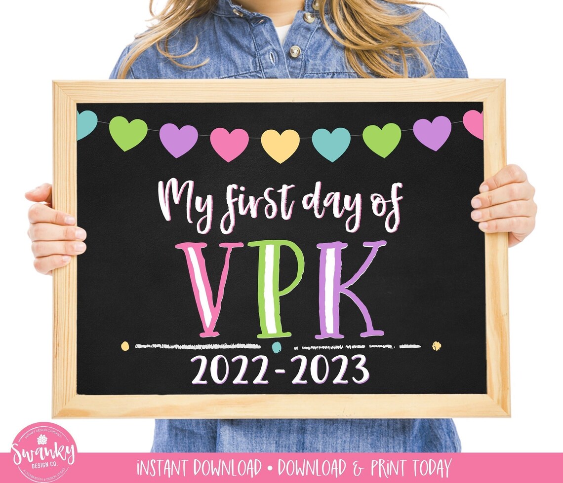 First Day of VPK Sign Printable First Day VPK School Sign Etsy