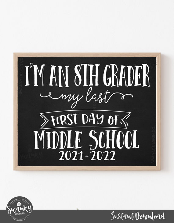 My last First Day of 8th Grade Sign, Eighth Grade Sign Printable, Chalkboard Middle School Sign, 1st Day of Junior High, Instant Download Il_570xn