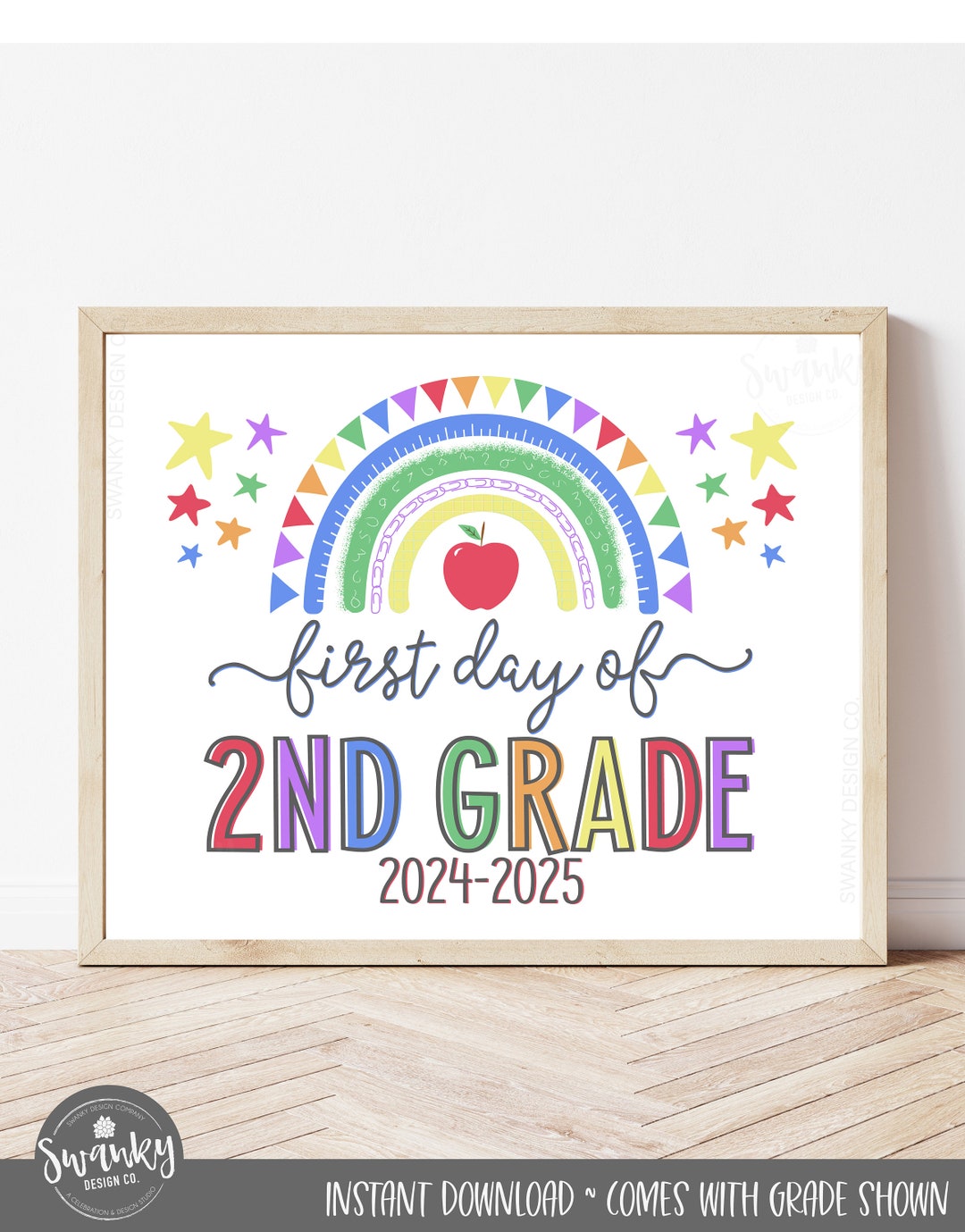 Rainbow First Day of Second Grade Sign, First Day of 2nd Grade Sign ...