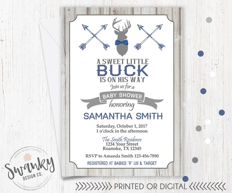 Little Buck Baby Shower Deer Invitations Image 0