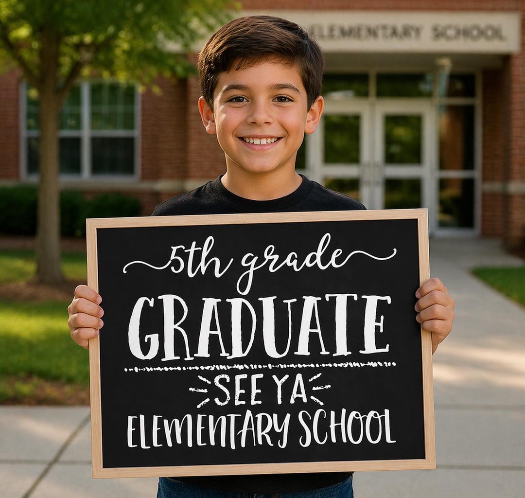 5th Grade Graduation Sign, Last Day Chalkboard Photo Prop (digital ...