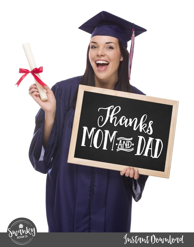 Thanks Mom & Dad Graduation Sign Printable Thank You Sign | Etsy