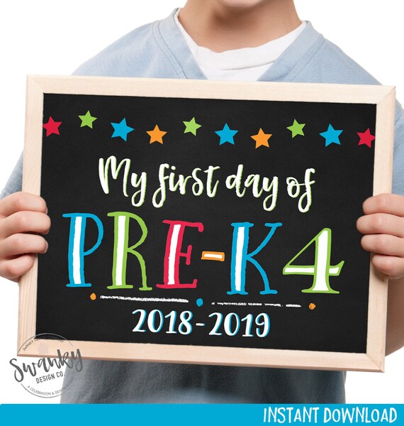 Pre-K 4 First Day Printable My First Day Chalkboard Pre-K4 | Etsy