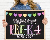 First Day of Pre-K 4, Printable First Day, School Sign, Back To School Sign, Chalkboard Sign, Pre-K 4 Sign, Printable Instant Download PRB21