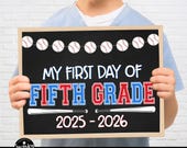 Baseball First Day Of Fifth Grade Sign, Back To School, First Day Of 5th Grade, Boy 1st Day of Fifth, First Day of School Printable BBS23