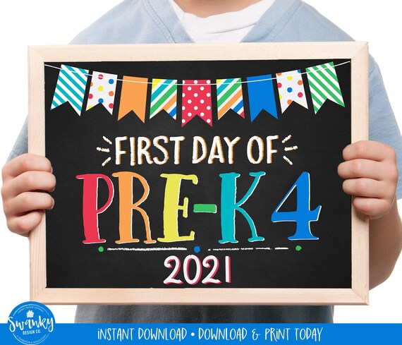 First Day of Pre-K 4 Sign Back to School Sign Chalkboard Photo Prop for Boy First Day of School Pre K4 Sign Printable Instant Download PRF21 Il_570xn