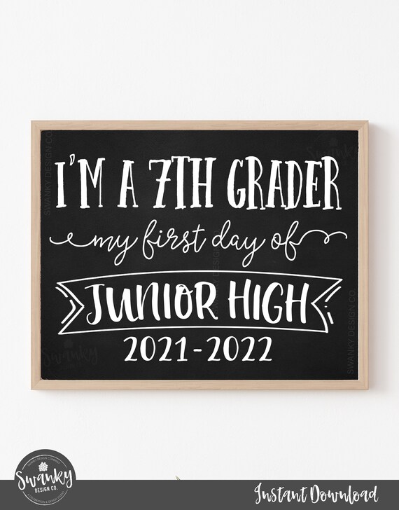 First Day of Junior High Sign, Jr. High School Sign Printable, Chalkboard 7th Grade Sign, First Day Photo Prop 1st Day of Junior High Il_570xn