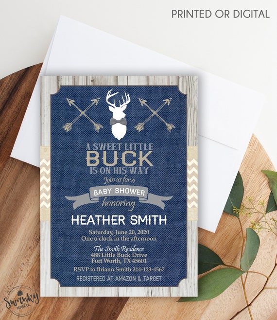 buck baby shower invitations